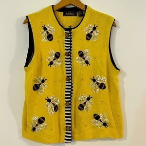 Vintage BellePointe Embroidered Beaded Bee Vest size XL